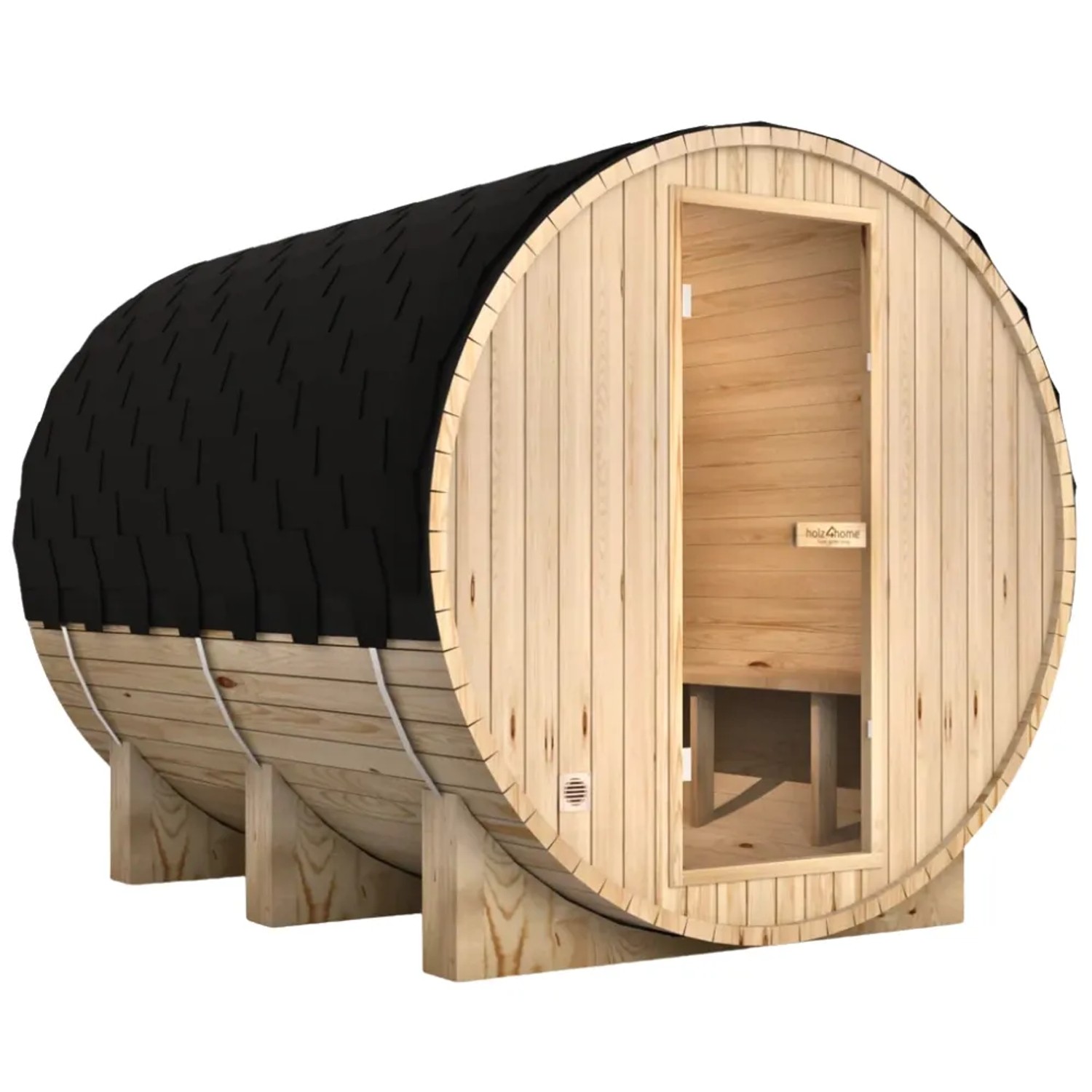 DELUKE Fasssauna Outdoor mit Elektroofen PIET für 6 Personen mit Saunazubehör Außensauna Gartensauna Saunafass Mit Externer Montage