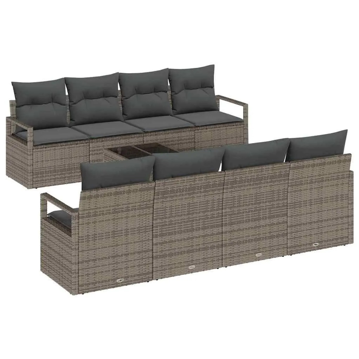 vidaXL Gartensofa-set mit Kissen mit Speicher 9-Tlg Grau Poly-Rattan 335497 günstig online kaufen