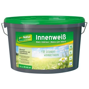 Eimer Pronatur Innenweiß 5l, mineralische, matte Wandfarbe für Innen, hohe Deckkraft.