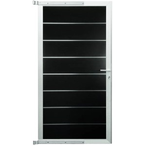 T&J Tor für Gotland Sichtschutzzaun, 90x175 cm, Schiefergrau/Silber.