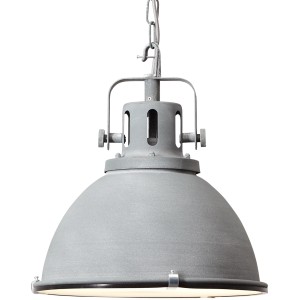 Betongraue Pendelleuchte Jesper, Ø 38 cm, im Industrie-Stil für E27 Leuchtmittel.