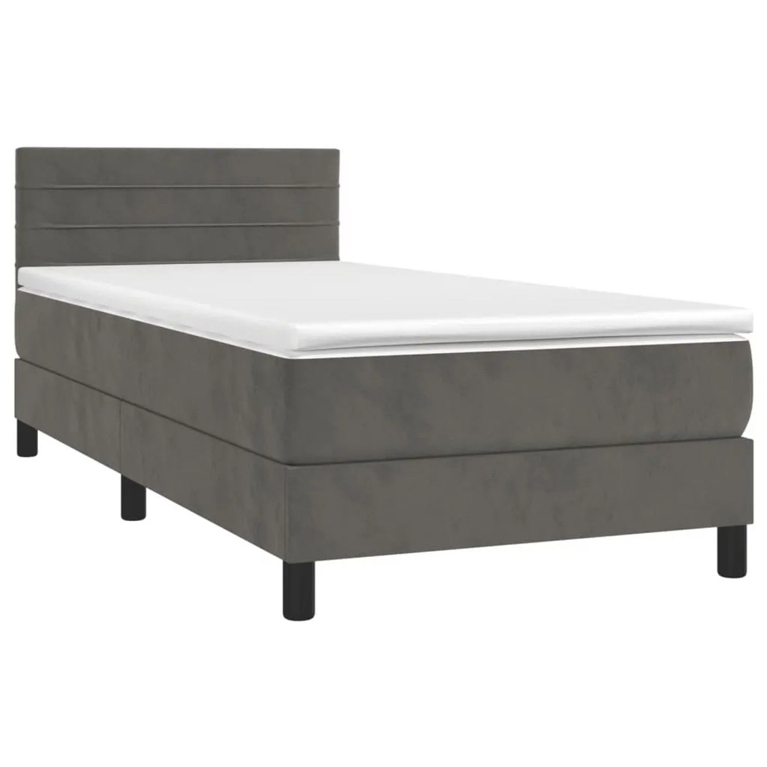 vidaXL Boxspringbett mit Matratze & LED Dunkelgrau 100x200 cm Samt 3134448 günstig online kaufen