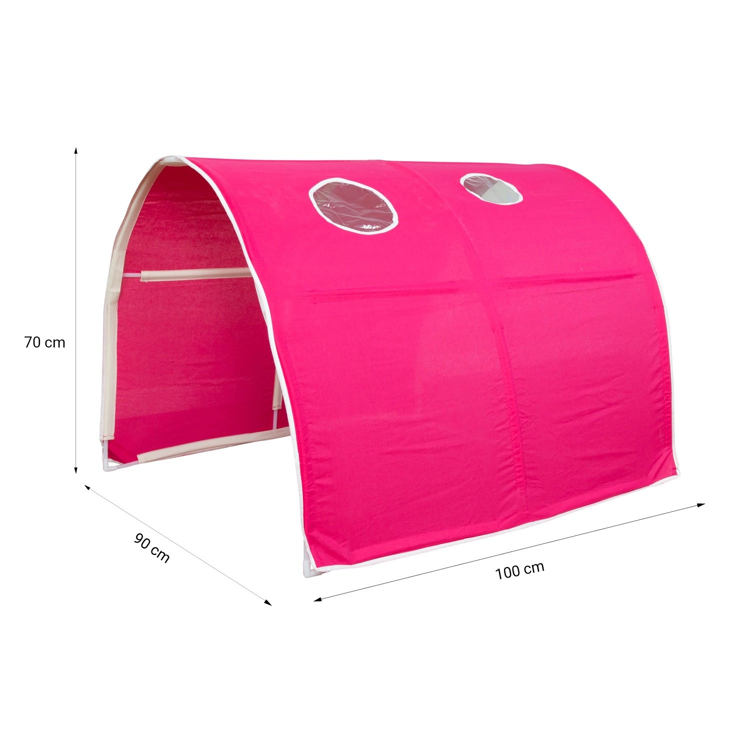 Homestyle4u Hochbett 90x200 mit Vorhang Lattenrost Rutsche und Tunnel in Weiß 2578_5