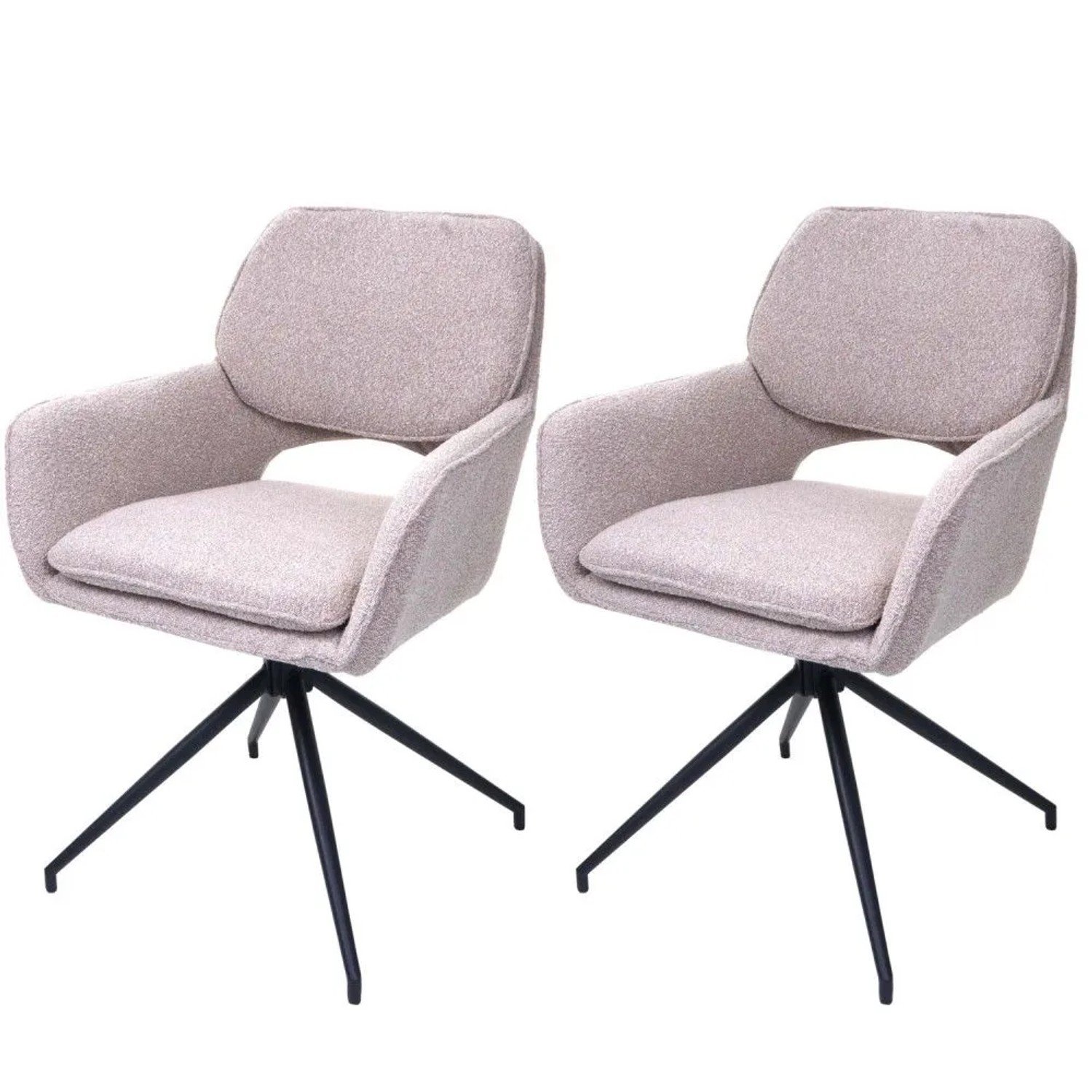 MCW Esszimmerstuhl N74 2er-Set Stoff Boucle 540g/m² Beige