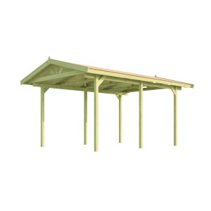 Weka Einzelcarport 611 mit Satteldach aus Holz, 288x389 cm. Stabiler Unterstand für Ihr Auto.
