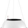Weiße Lechuza Hängeampel Bola Color 32, Ø 32 cm, mit Bewässerungssystem und Edelstahlaufhängung.