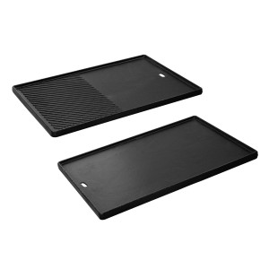 Enders Guss-Wendeplatte für Hyde 4/6 Grills, schwarz, mit glatter und geriffelter Seite. Grillutensil für vielseitiges Grillen.