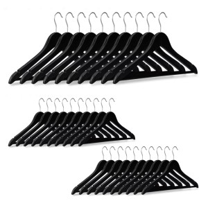 Relaxdays Kleiderbügel Ahornholz Schwarz 30er Set Drehbar 22,5 cm x 44,5 cm x 1 cm