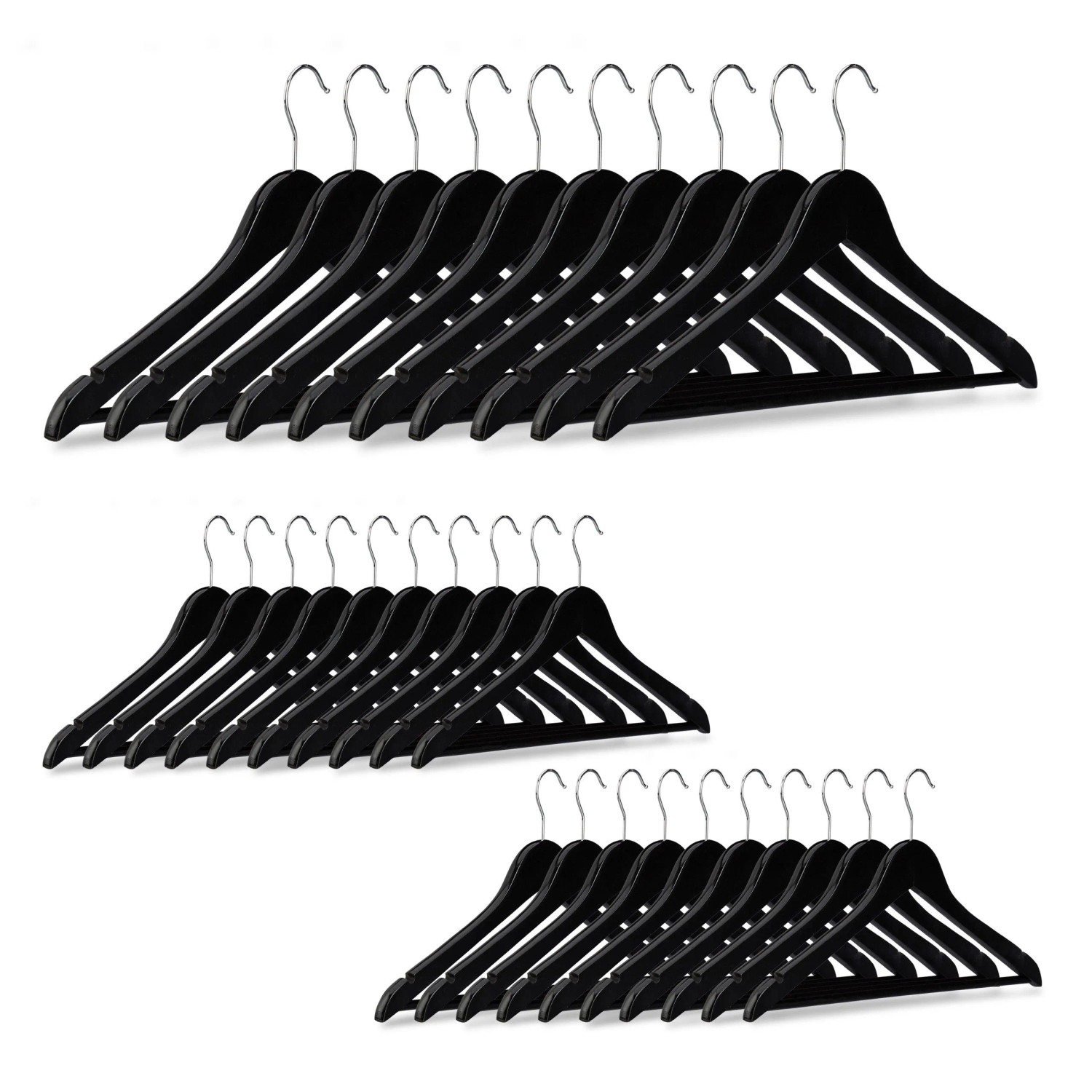 Relaxdays Kleiderbügel Ahornholz Schwarz 30er Set Drehbar 22,5 cm x 44,5 cm x 1 cm