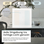 Weiße quadratische LUXULA LED Aufbauleuchte mit CCT-Funktion. Zeigt einstellbare Lichtfarben (Warm-, Neutral-, Kaltweiß) für Bad & Küche.