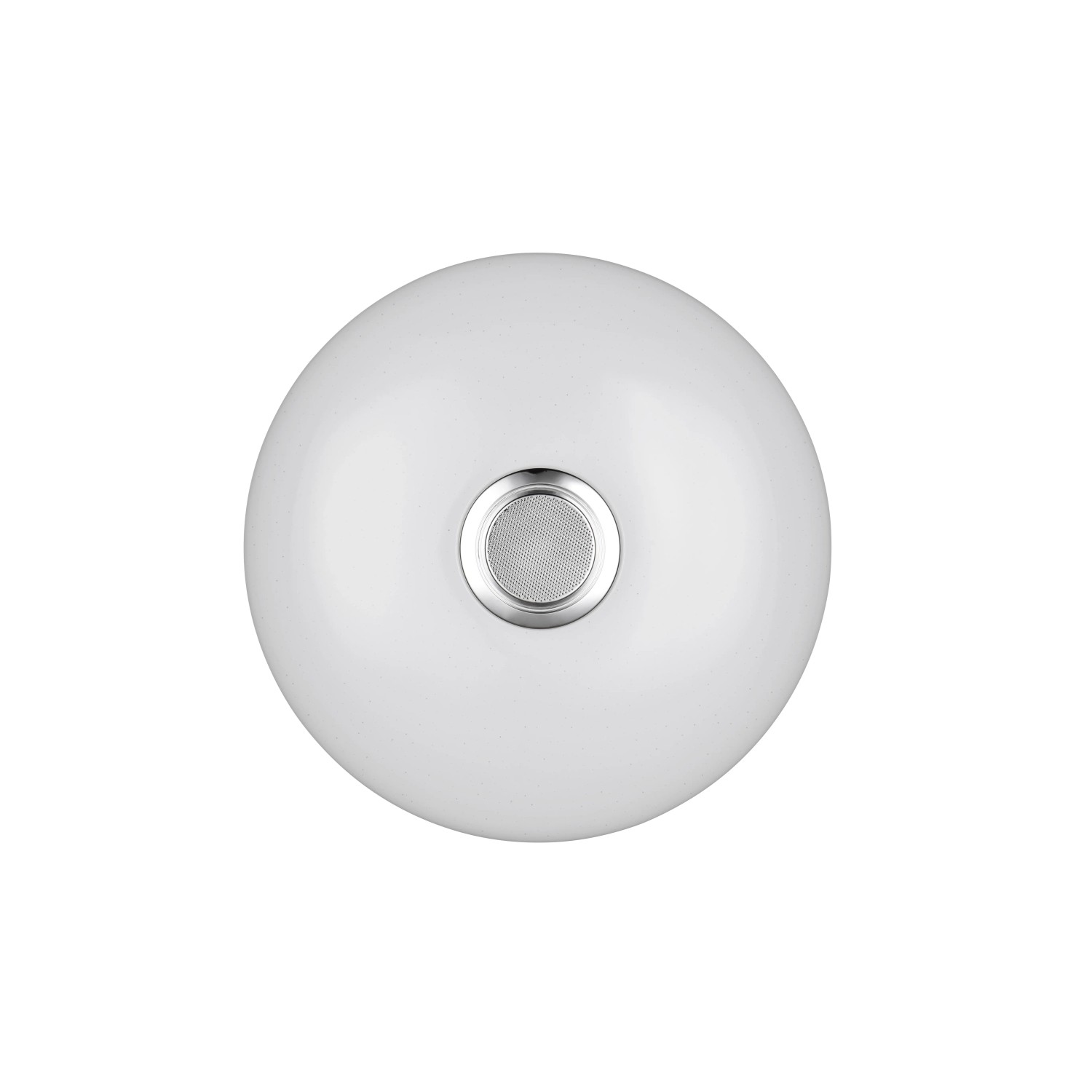 Weiße Reality LED Deckenleuchte Musica mit Bluetooth Lautsprecher und Fernbedienung.