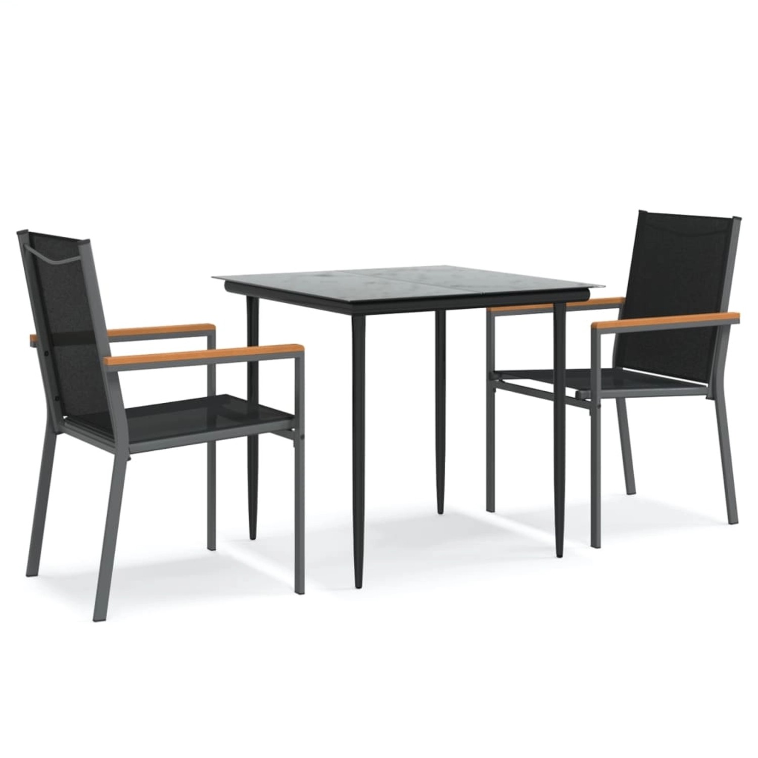 vidaXL 3-Tlg Garten-Essgruppe Schwarz Textilene und Stahl 3187033 günstig online kaufen