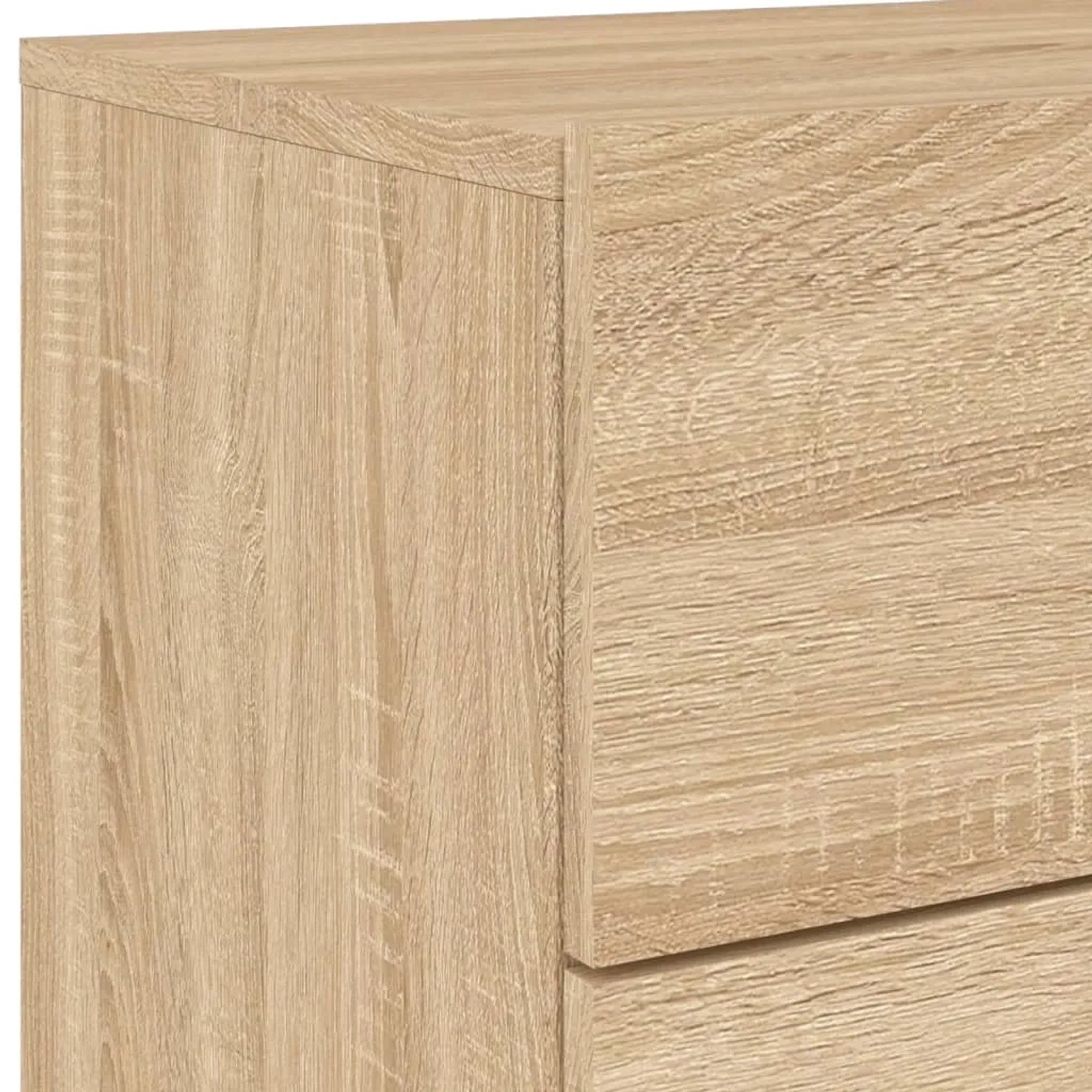 Detailaufnahme: Wand-Nachttisch Sonoma-Eiche mit Schubladen, Holzstruktur.