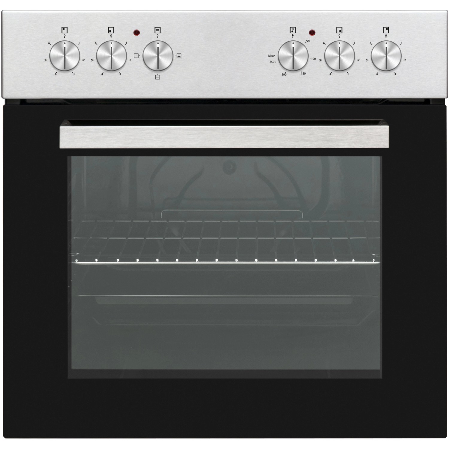 H-Tech Einbauherd WH1100 für Flex-Well Küche, Edelstahlblende, schwarze Tür.