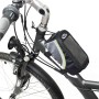 Tectake Fahrradtasche am Rahmen in Schwarz, Grau und Grün. Textile Aufbewahrung mit Touchdisplay-Fenster.