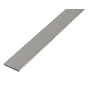 Silberne, eloxierte Aluminium Flachstange, 2x25x1000 mm.
