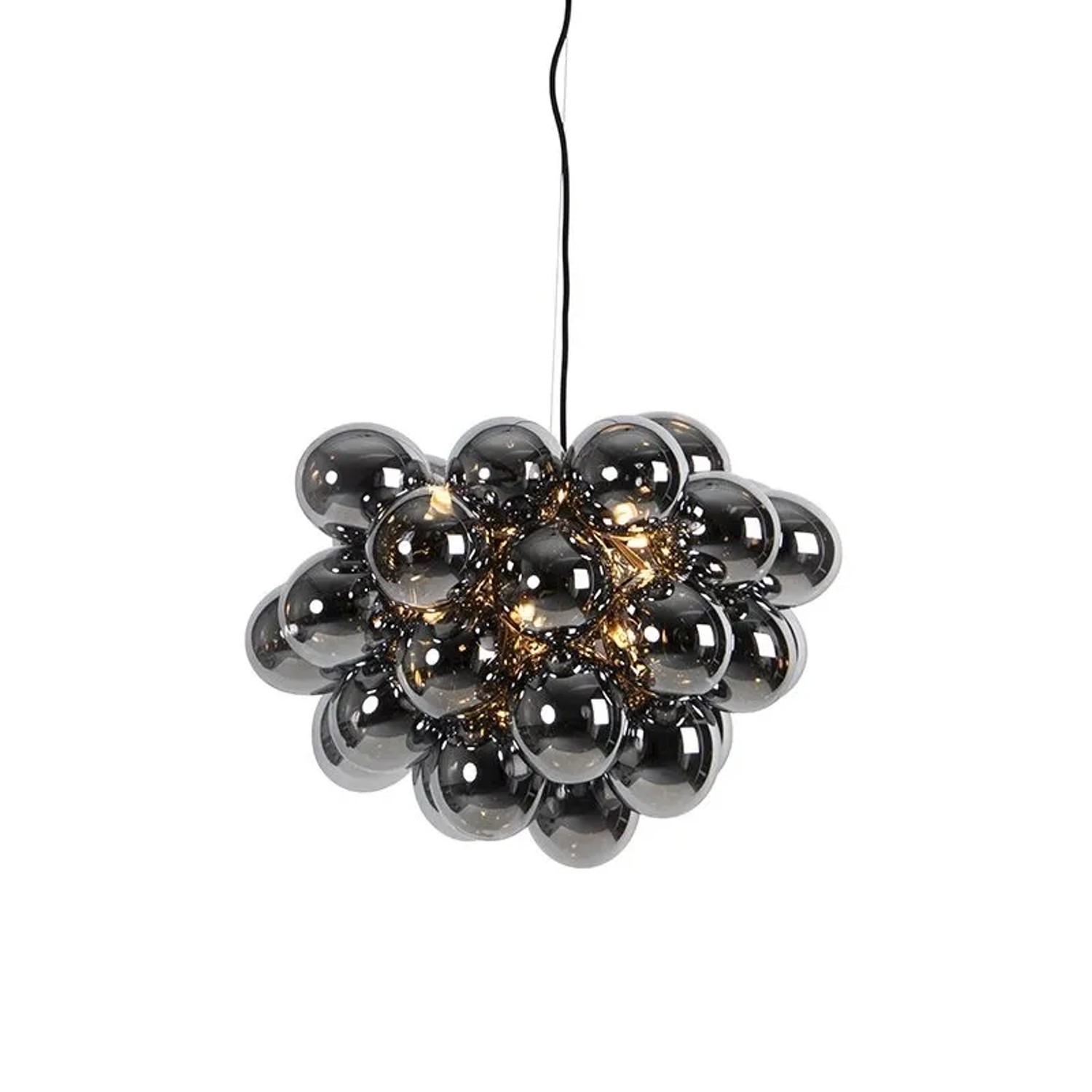 QAZQA Art Deco Hängelampe Schwarz mit Rauchglas 8 Lampen Uvas