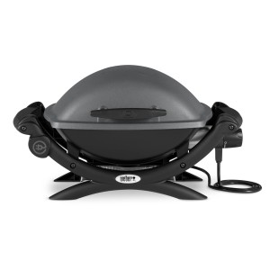 Weber Q 1400 Elektro-Tischgrill, Dark Grey, 2200 W, ideal für Balkon und Terrasse.