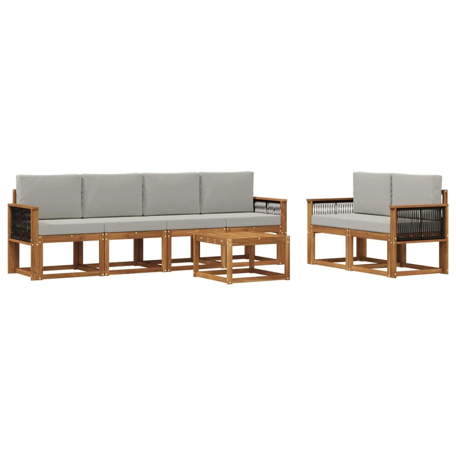 vidaXL Outdoor-Sofagarnitur mit Kissen 6 Stk Natur und Hellgrau 3385012