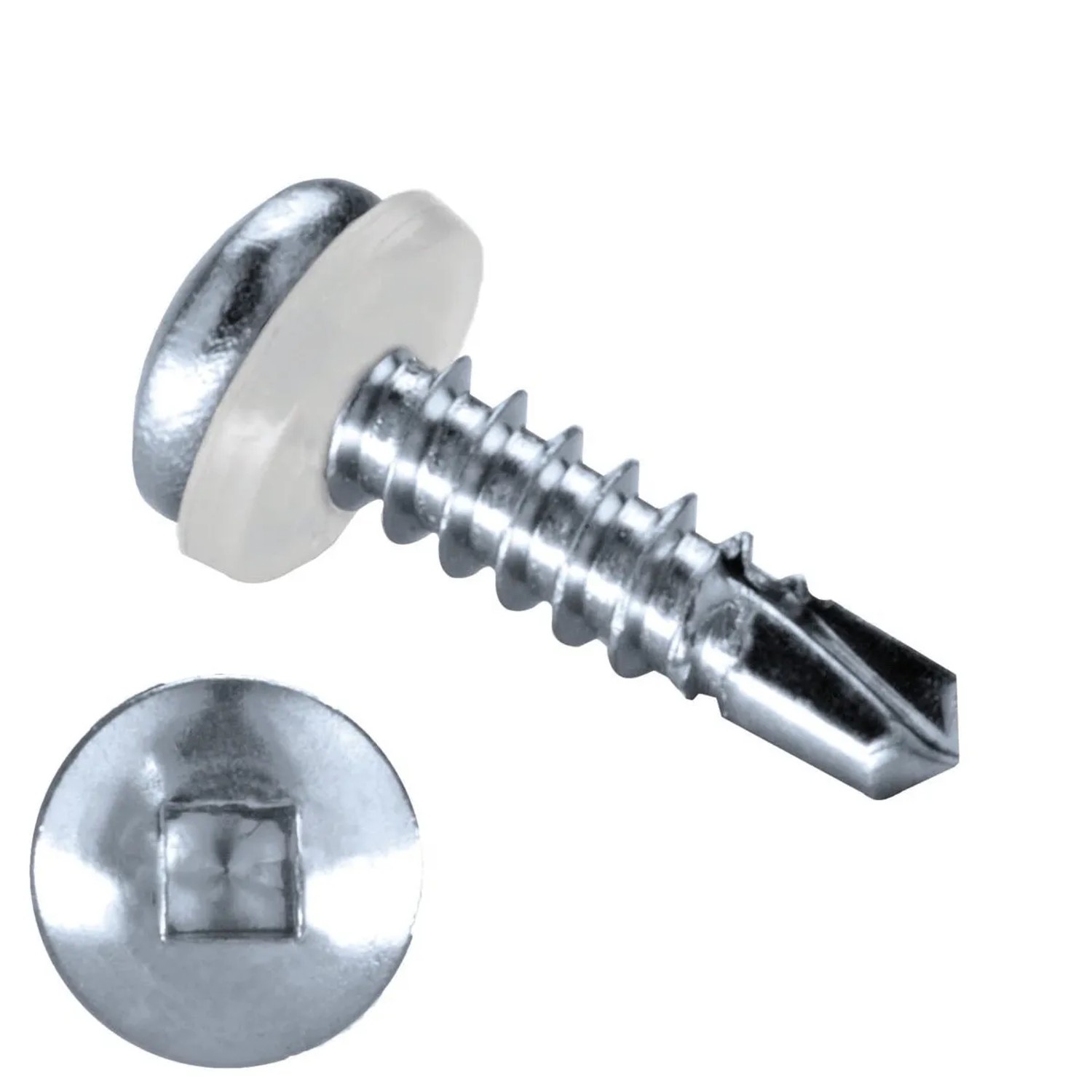 GOEBEL 500 Bohrschrauben Linsenkopf mit PA Scheibe 4,2 x 16,0 mm Edelstahl C1 Innenvierkant Schrauben