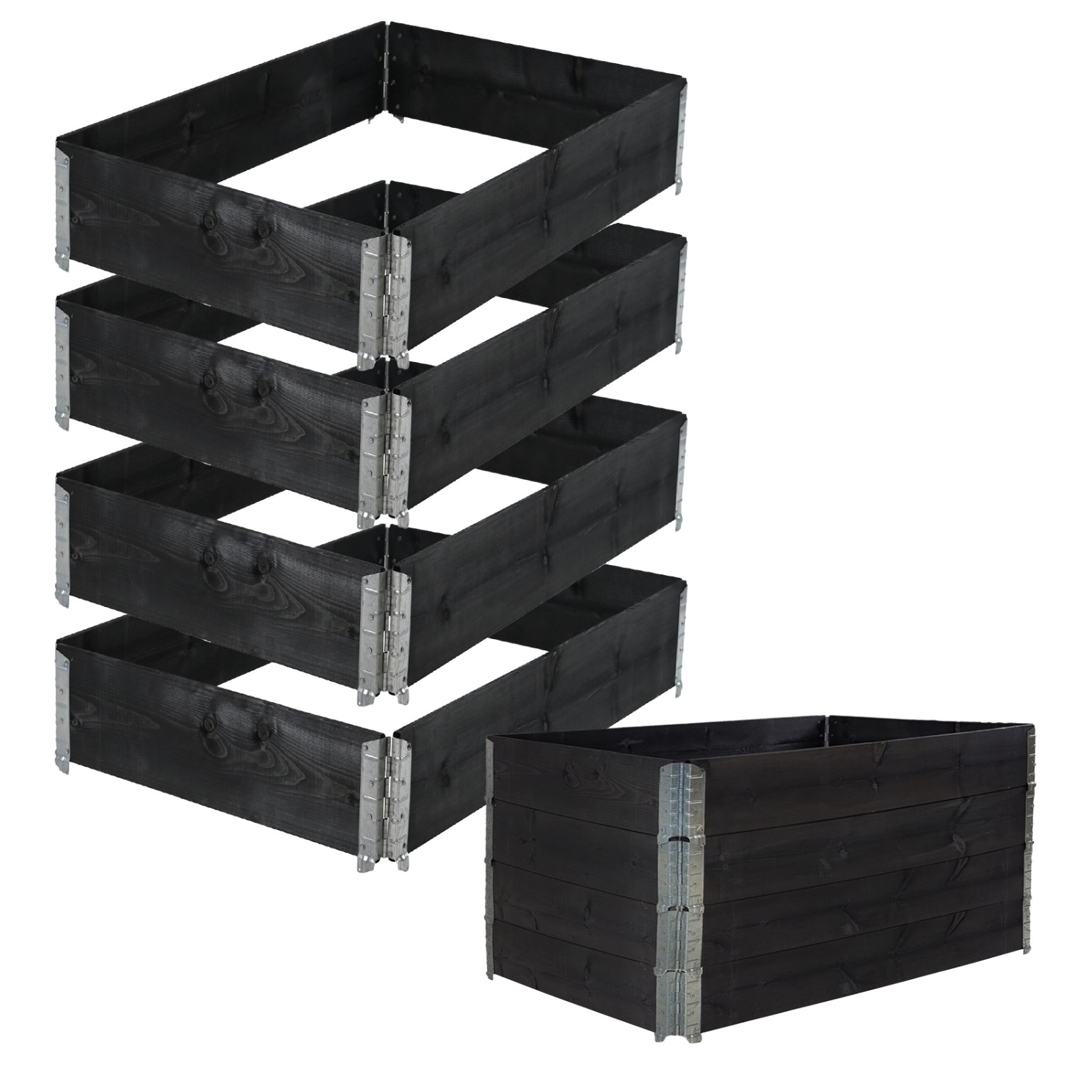 TRUTZHOLM Hochbeet 4er Set Palettenrahmen 120x80x80 cm Aus Holz Stapelbar Schwarz