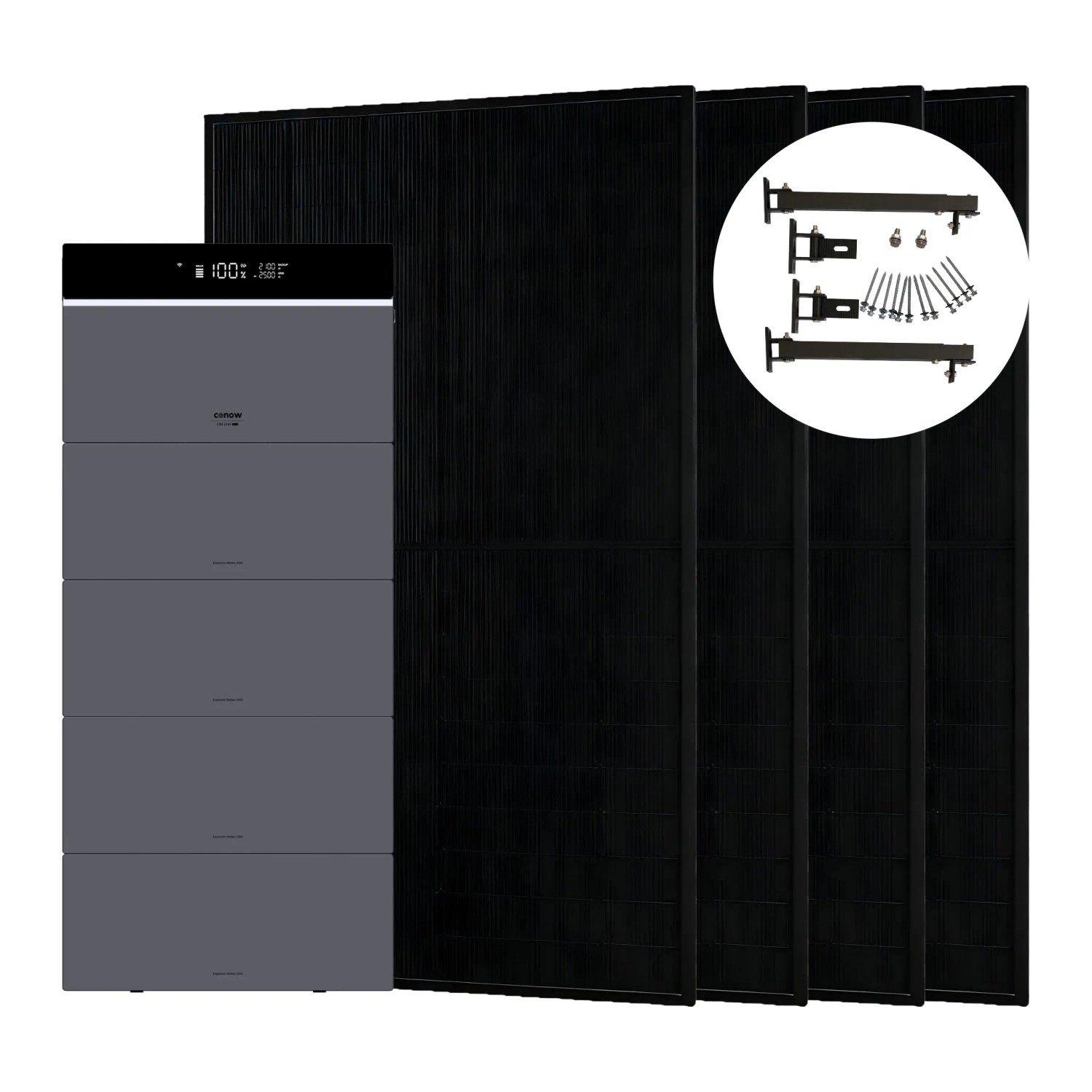 Conow CBE2000 Pro 1820W Balkonkraftwerk mit Halterung Flachdach mit 4 CBE2000 Erweiterungsakku