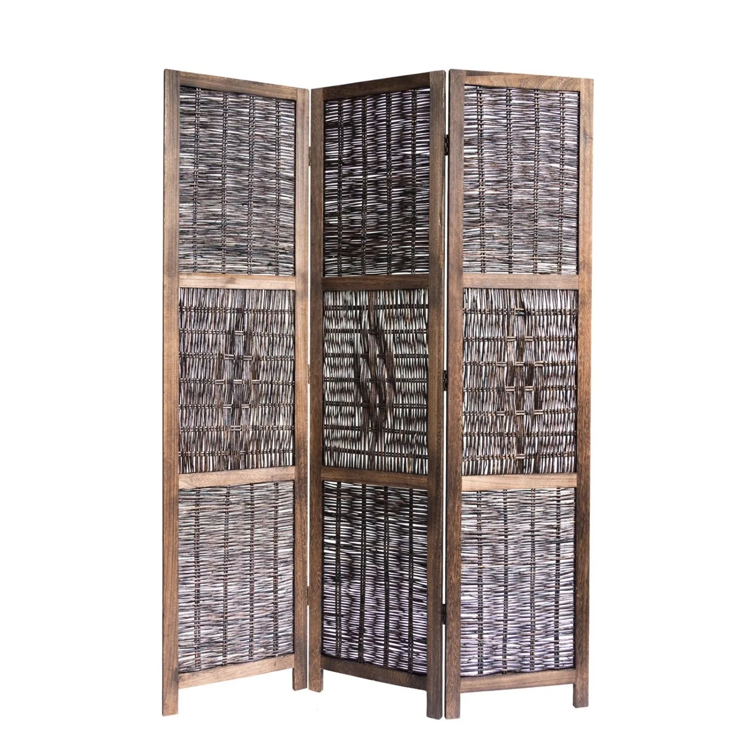 Homestyle4u 3-tlg. Paravent in Braun 120x170 cm 1247
