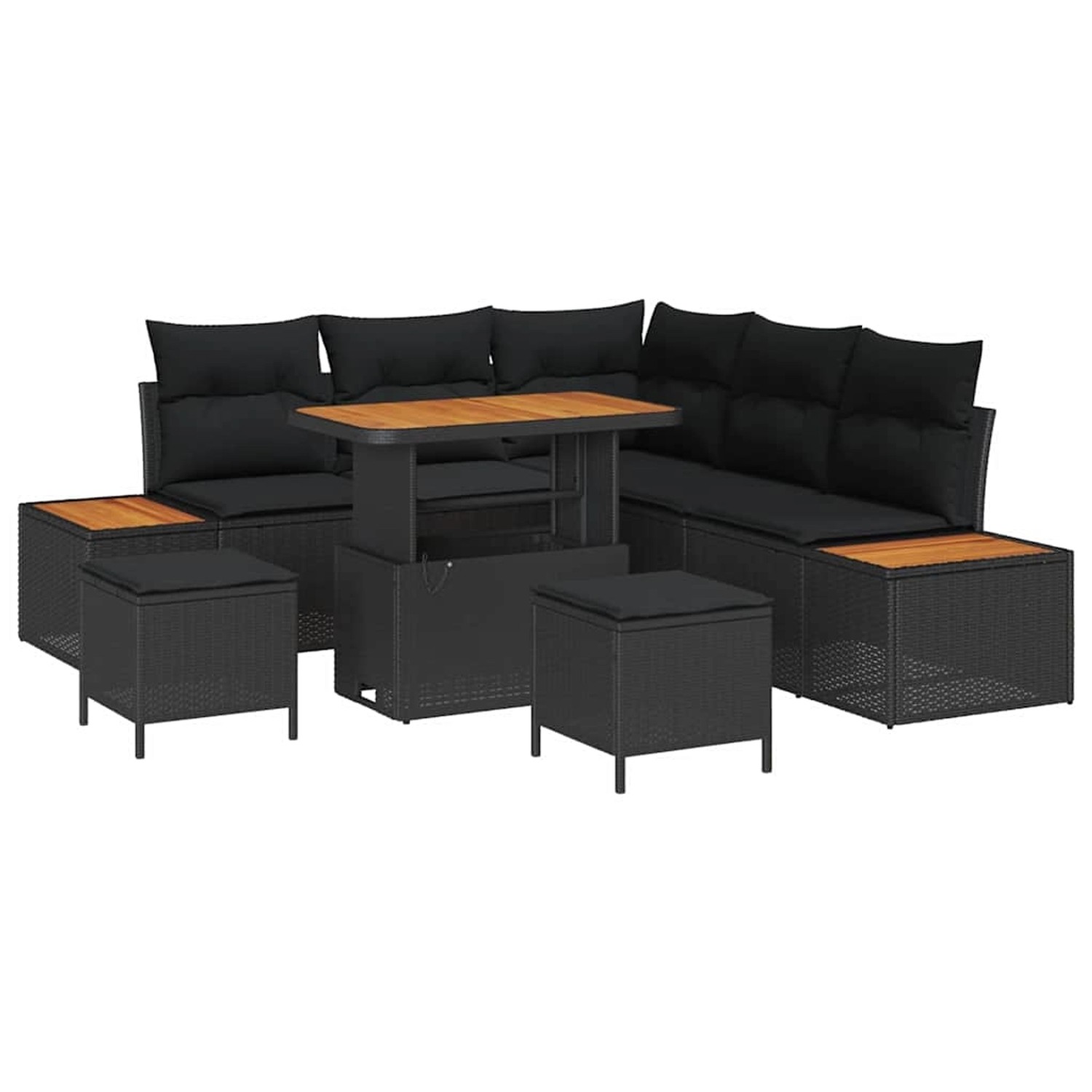 vidaXL Garten-Sofa-Set mit Kissen 8-Tlg Schwarz Poly Rattan 3362914 günstig online kaufen