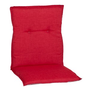 Beo Sitzauflage Niedriglehner Gold Coast, rot kariert. Gartenstuhlauflage mit Knopfheftung.