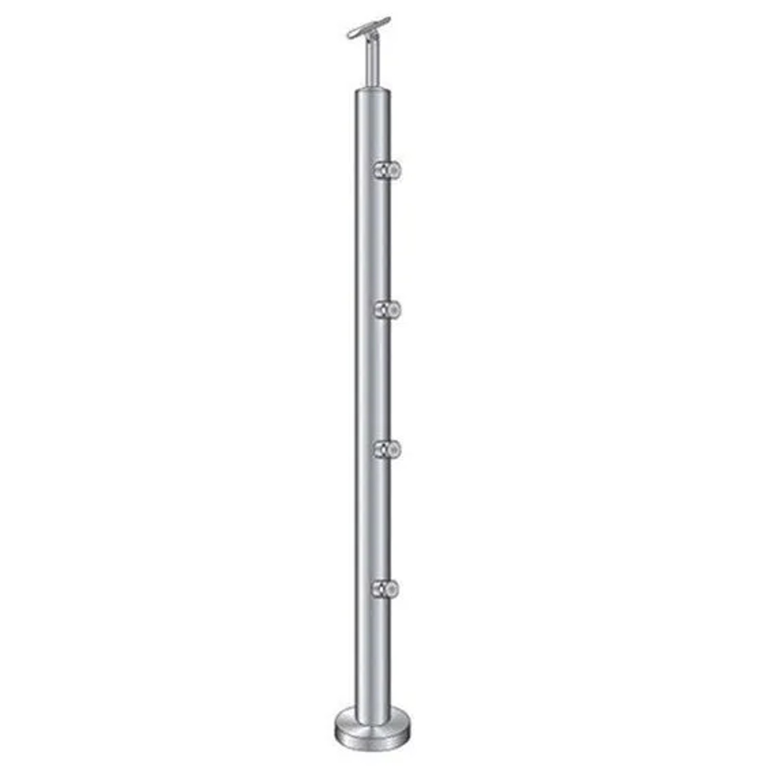 FeNau Treppenpfosten Edelstahl V2A H900mm D42,4mm Topmontage Für 4x Füllstab D12mm