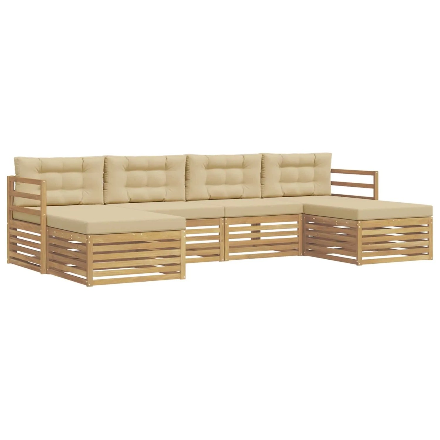 vidaXL Outdoor-Sofagarnitur 6 Stk Weiß und Beige 325 x 162,5 x 73 cm 3390908
