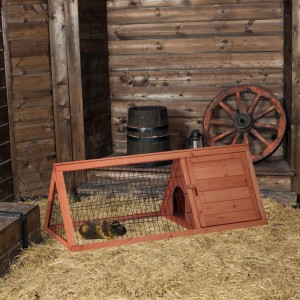 Relaxdays Hasenstall Tannenholz Stahl Kunststoff Natur Schwarz Mit 2 Türen 41 cm x 110 cm x 49 cm 5,3 kg