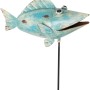Gartenstab Garden Jogi: Deko-Fisch aus Eisen in Blau- und Cremetönen, Shabby Chic.