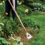 Kent & Stowe Holländische Hacke mit Langstiel im Einsatz im Gartenbeet.