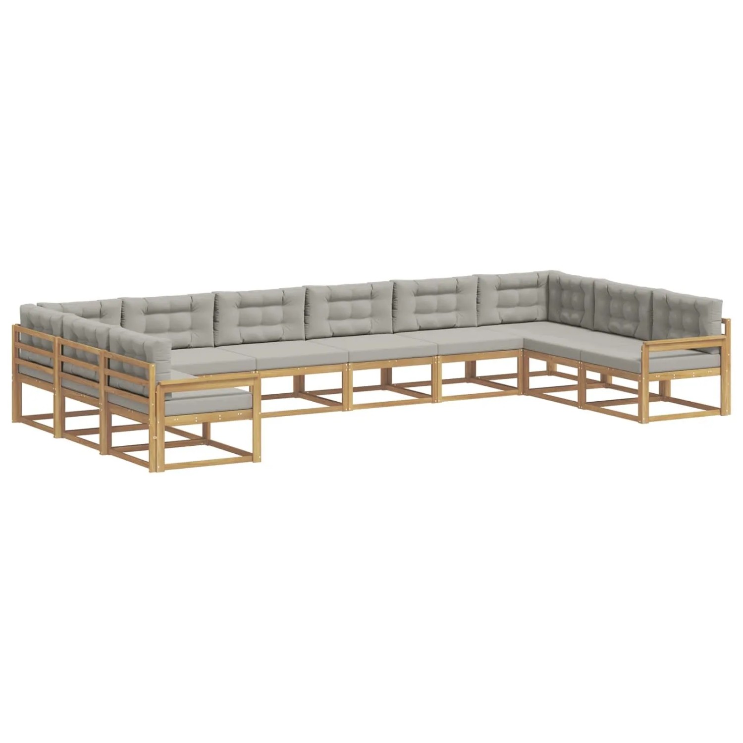 vidaXL Outdoor-Sofagarnitur mit Kissen 10-Tlg Weiß und Hellgrau 3387095