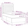 Skizze Boxspringbett Creme 90x190 cm mit Matratze und Kopfteil, Maße eingezeichnet.