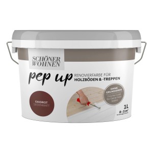 Schöner Wohnen pep up Renovierfarbe Oxidrot, 1L Dose für Holzböden und Treppen.