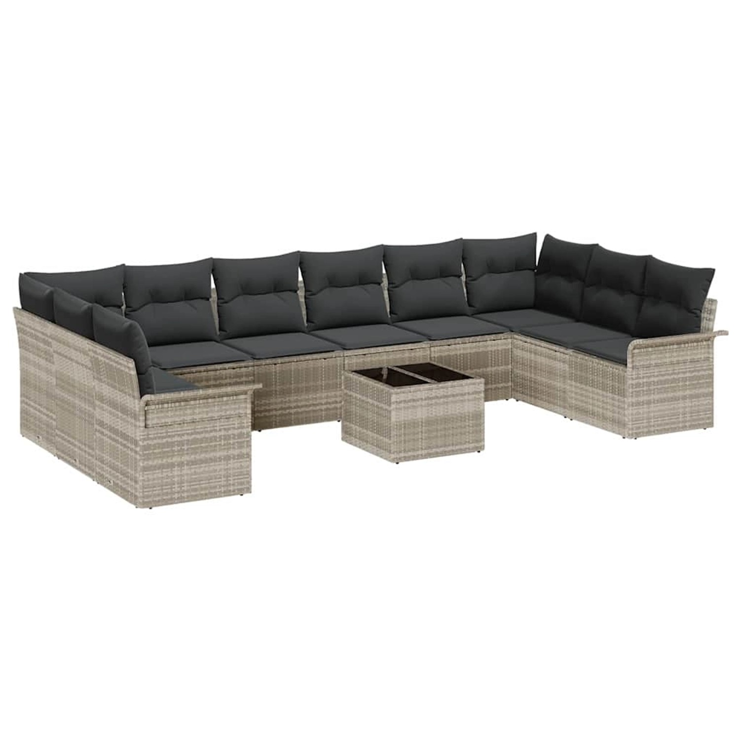 vidaXL Garten-Sofa-Set mit Kissen 11-Tlg Hellgrau Poly Rattan 3345552 günstig online kaufen
