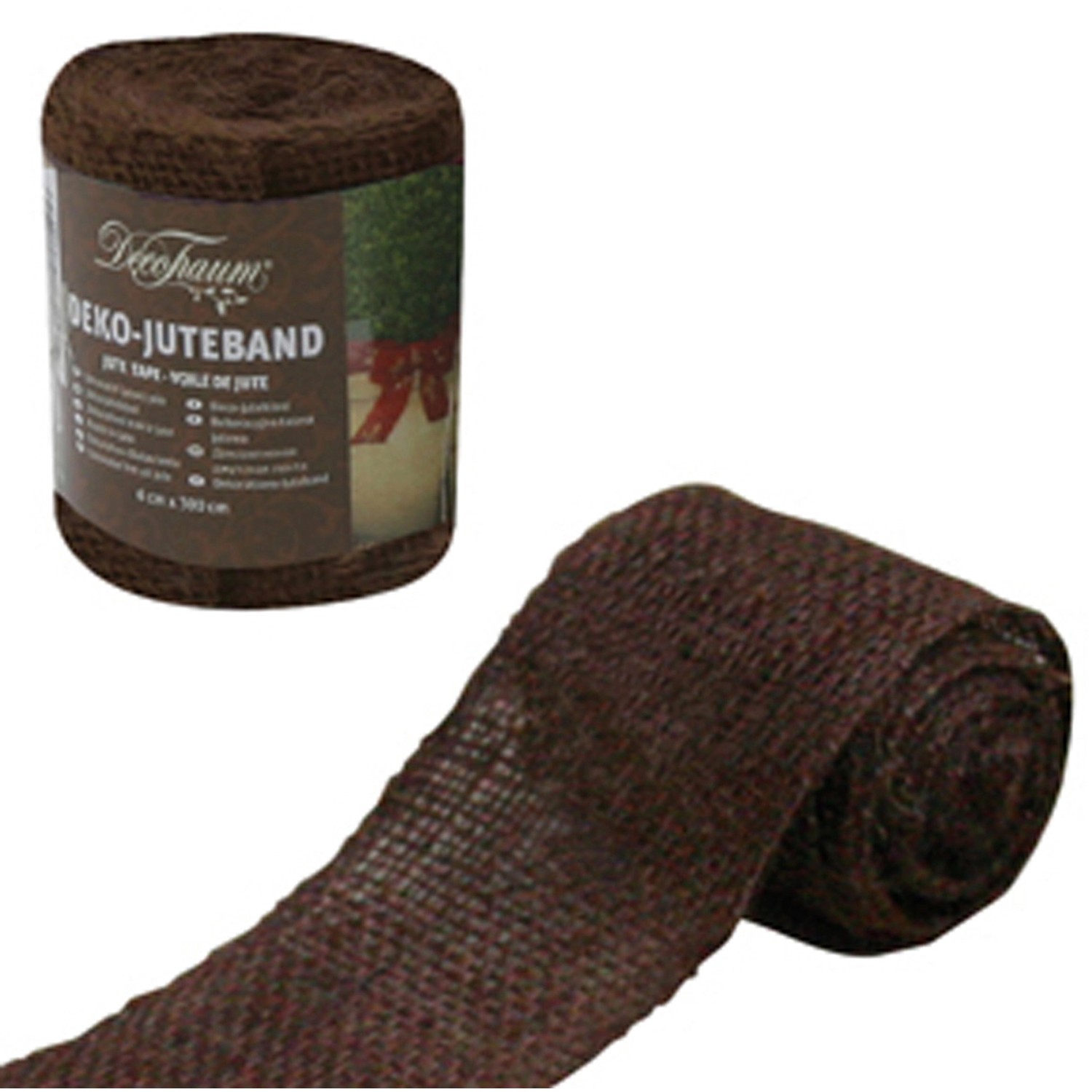 Videx Garden Deko-Juteband 6 cm x 300 cm Dunkelbraun