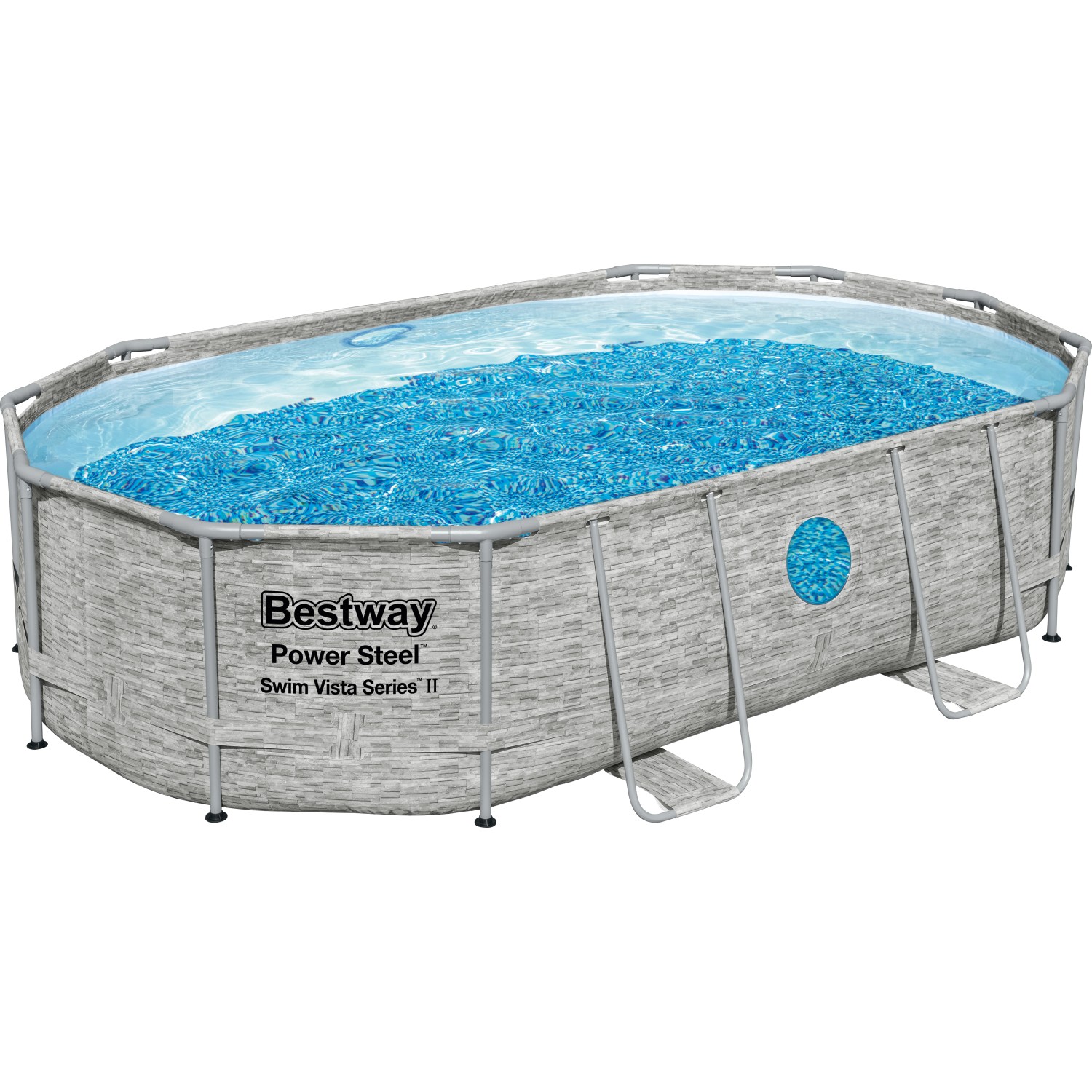 Bestway Stahlrahmenpool Set Power Steel Swim Vista 488 x 305 x 107 cm Oval günstig online kaufen