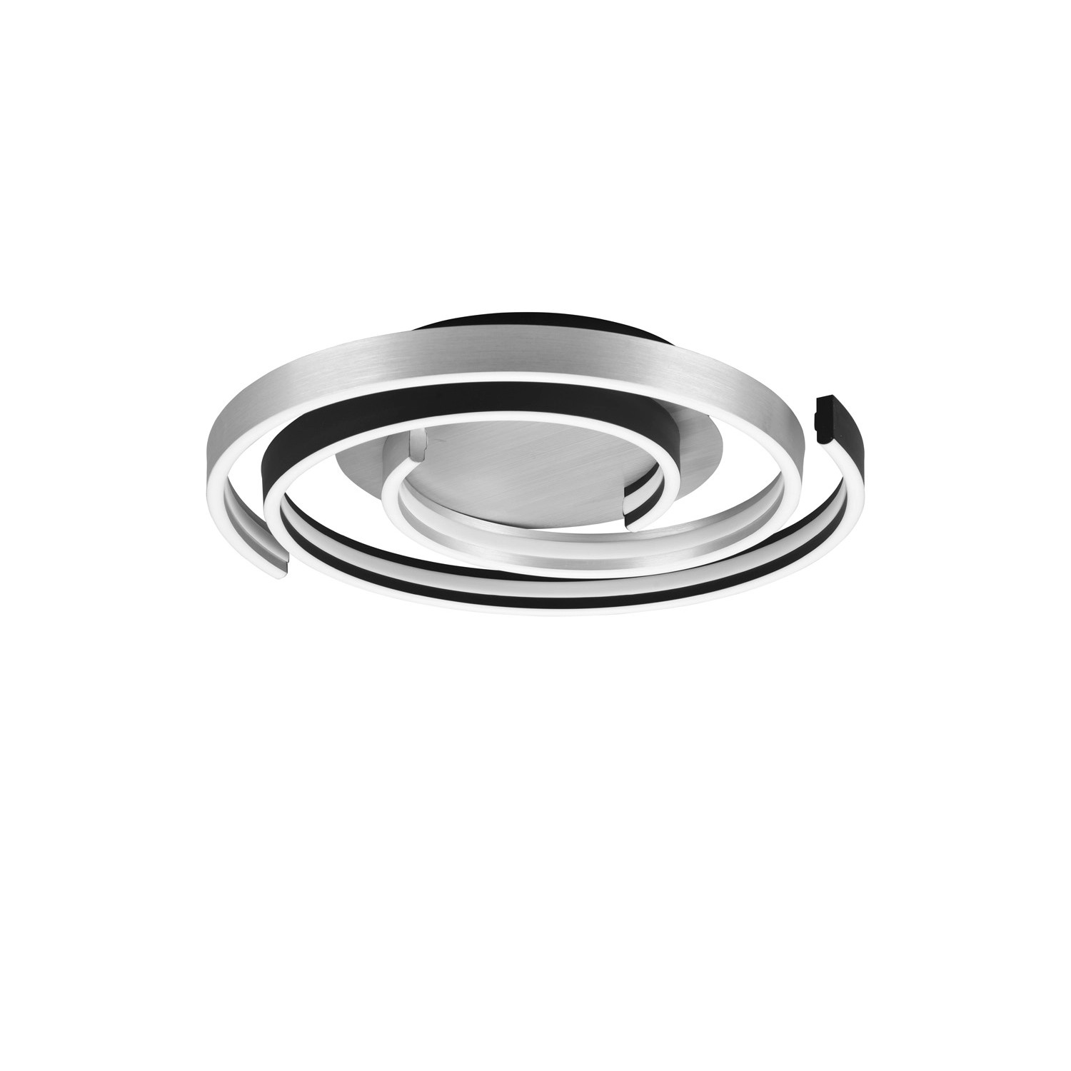 Moderne LED-Deckenleuchte Caya, Aluminium gebürstet, Ø 50cm, dimmbar.