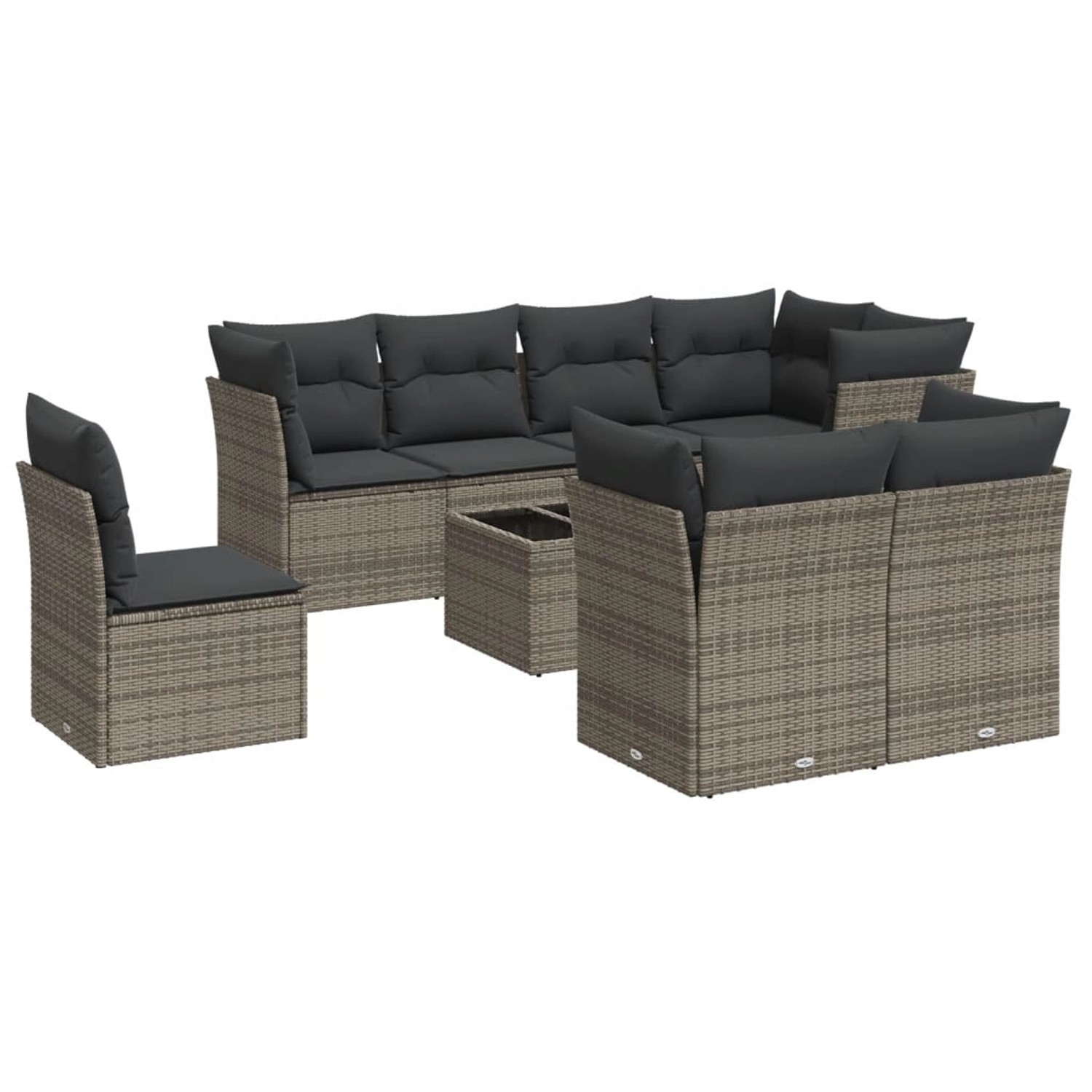 vidaXL 9-Tlg Garten-Sofagarnitur mit Kissen Grau Poly Rattan 3217940 günstig online kaufen
