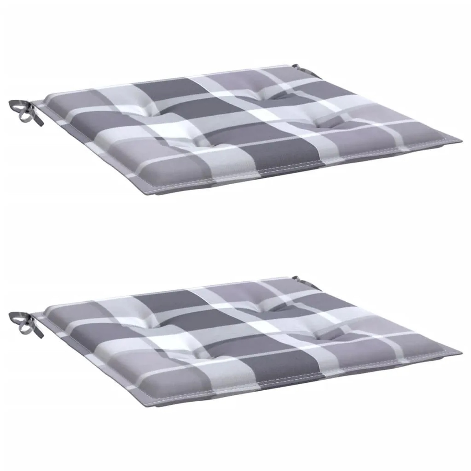 vidaXL Gartenstuhl-Kissen 2 Stk Grau Karomuster 40x40x4 cm 314035 günstig online kaufen