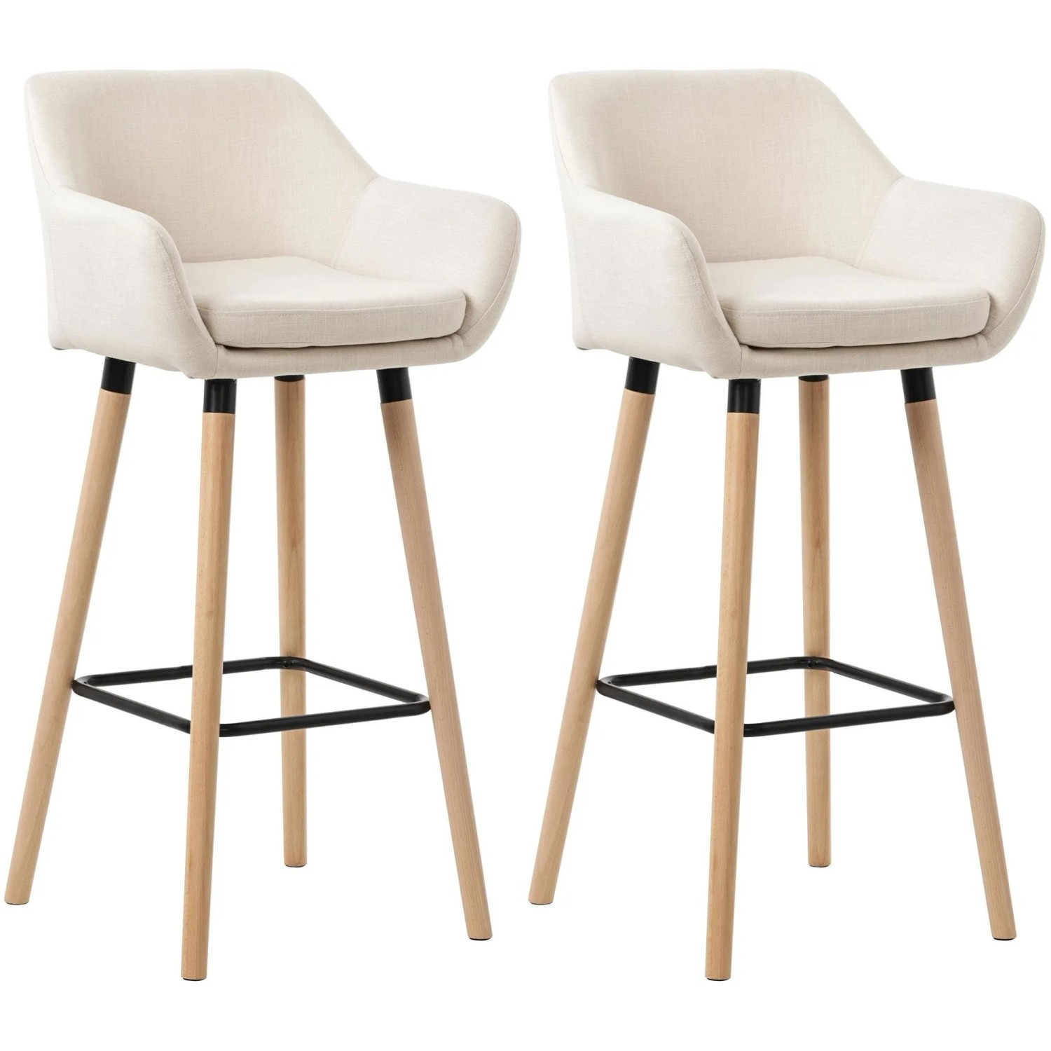 DELUKE 2er Set Barhocker MIRID Stoff Beige 51x50x101cm Barstuhl Mit Lehne Tresenhocker Tresenstuhl