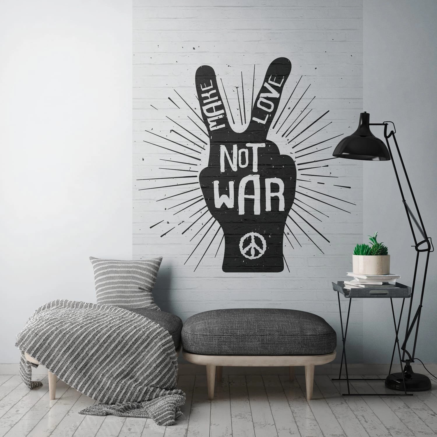 PROFHOME 398291-GU Fototapete Ziegelstein Matt Weiß Schwarz 1,59 m x 2,8 m günstig online kaufen