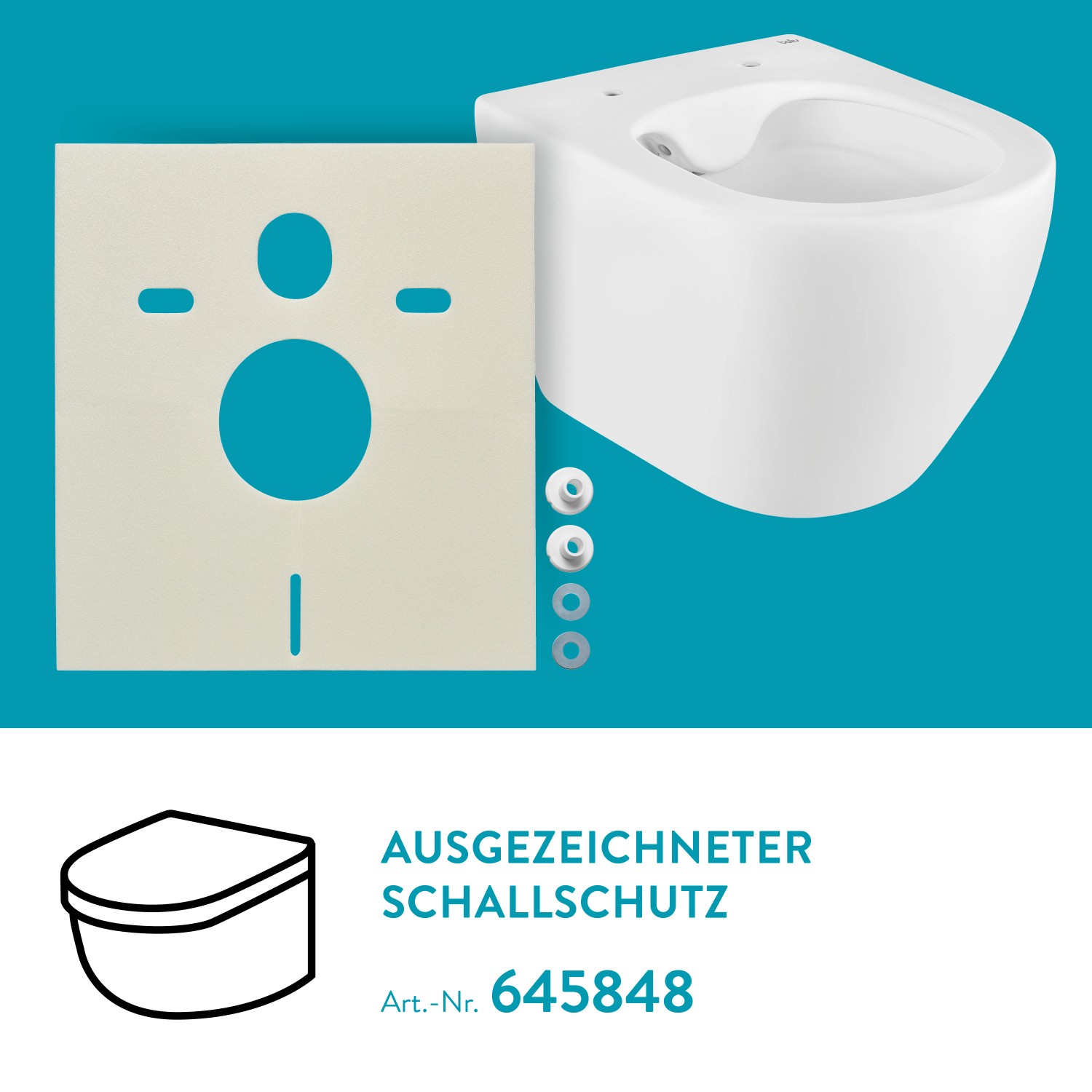 baliv Wand WC-Set Kingston, Tiefspüler, spülrandlos, weiß, mit Schallschutz