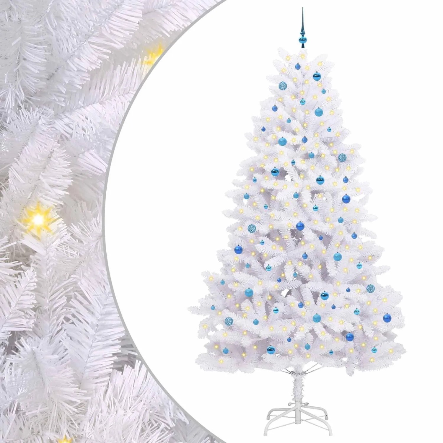 vidaXL Künstlicher Klappbarer Weihnachtsbaum Weiß 270 cm PVC und Stahl 3426628