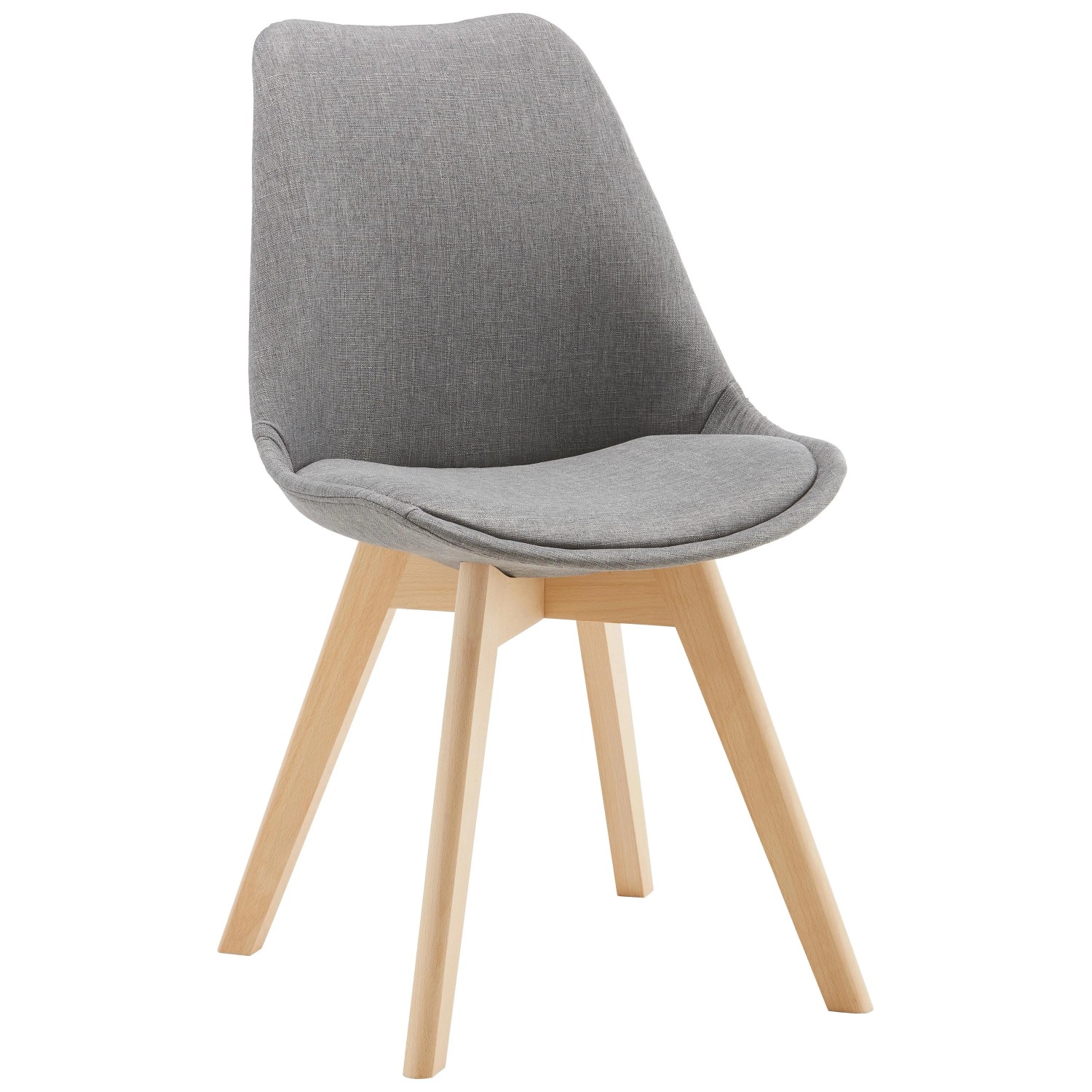 Bessagi Home Stuhl Rocksi Grau Webstoff Echtholz Beine