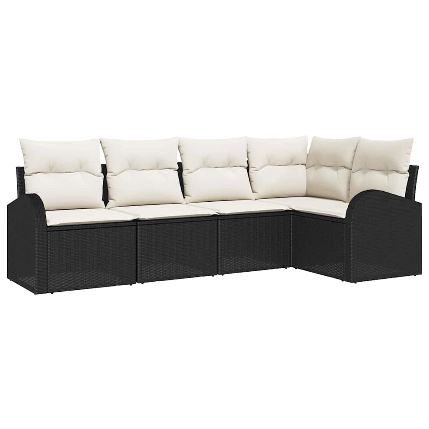 vidaXL Garten-Sofa-Set mit Kissen 5-Tlg Schwarz Weiß Poly Rattan 3354706 günstig online kaufen