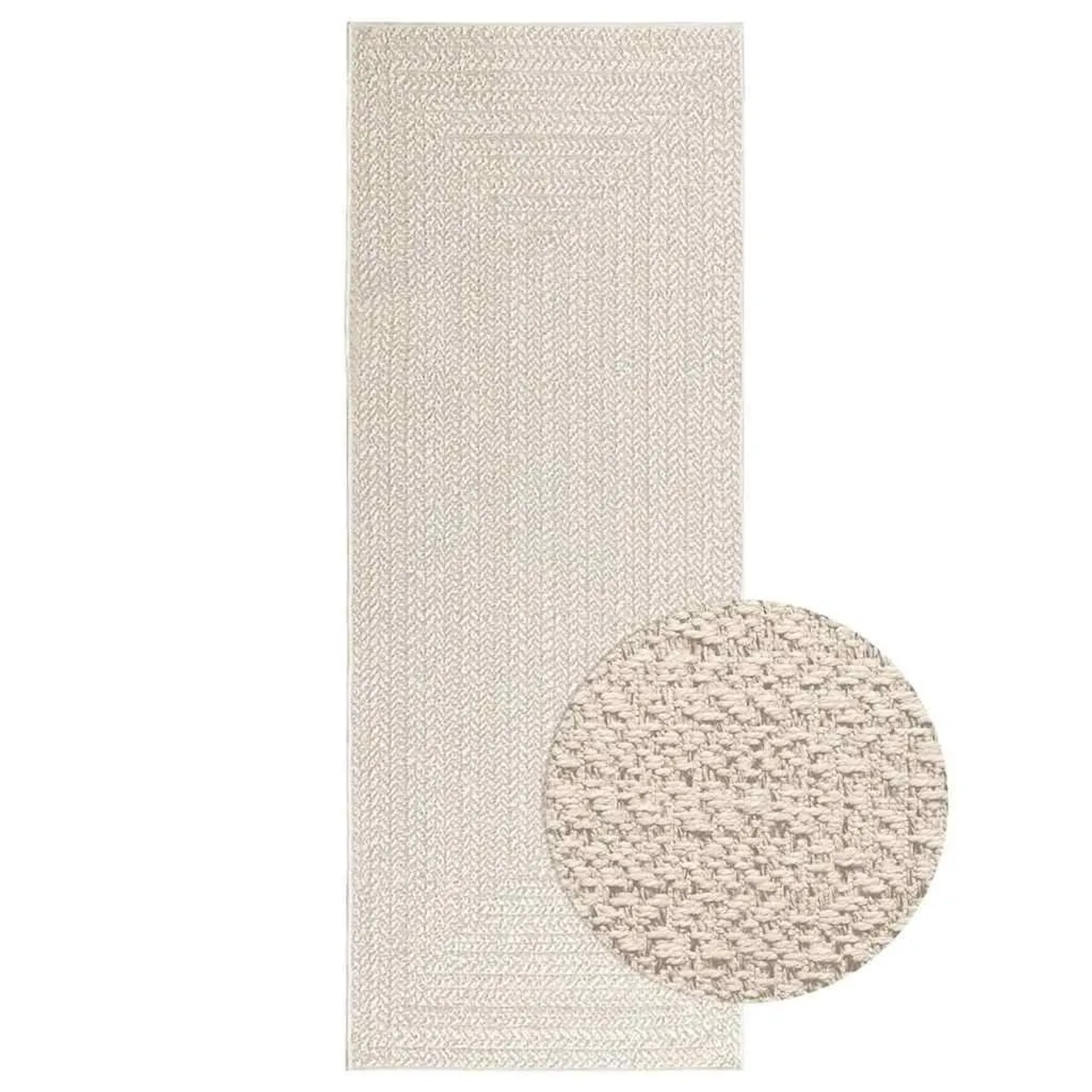 vidaXL Teppich ZIZUR Creme 80x200 cm Jute-Optik Indoor und Outdoor 4010360 günstig online kaufen